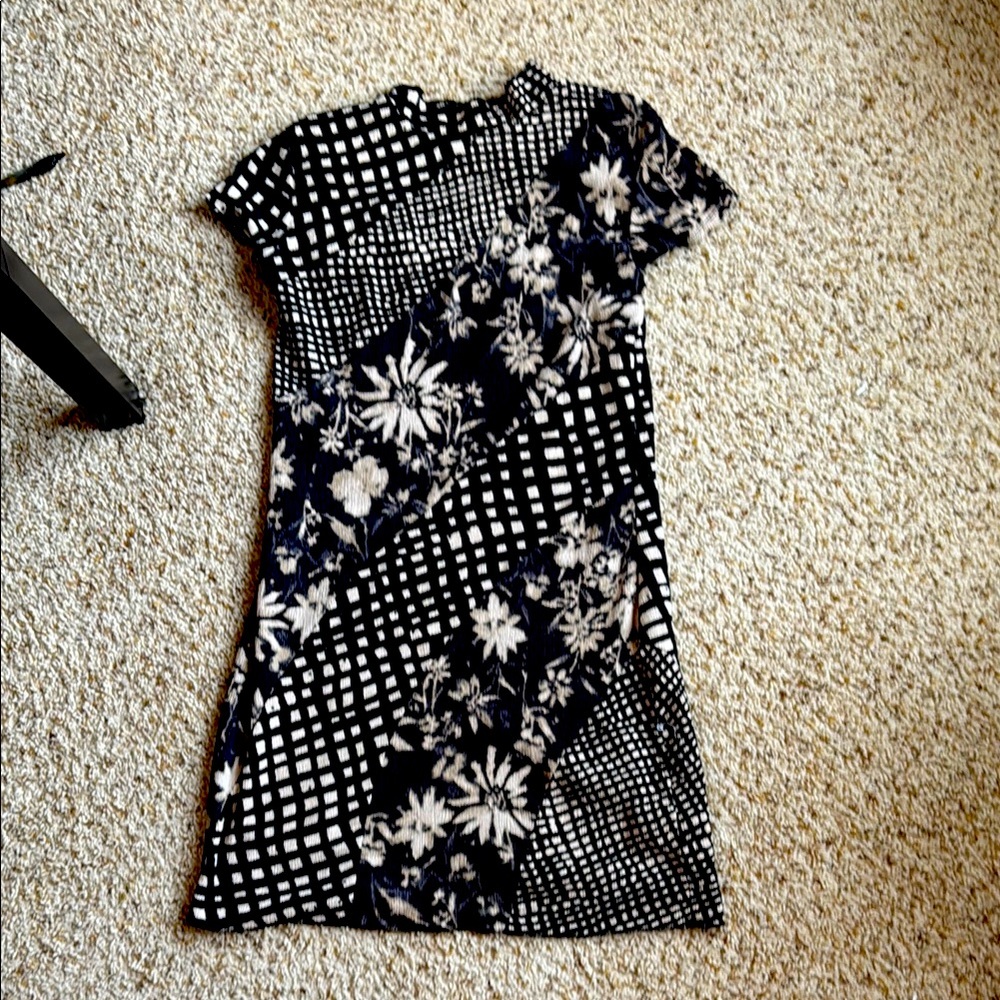 Elegant Black and White Floral Dress